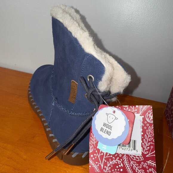 New Muk Luks Womens Size 11 Wool Blend Winter Boots With Box Blue Faux Fur Lined - Picture 6 of 8